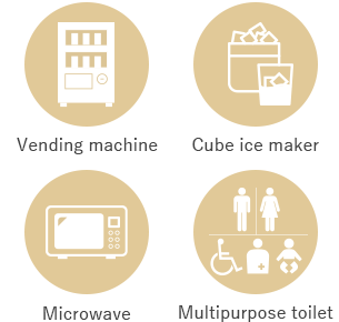 Vending machine,Cube ice maker,Microwave,Multipurpose toilet